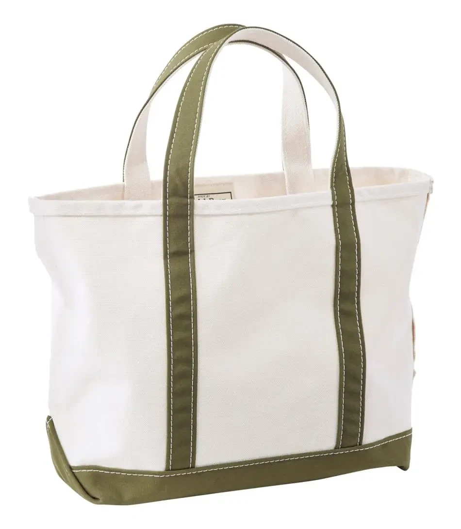 Image shows a classic LL Bean Boat and Tote bag with sturdy handles and a structured canvas body.