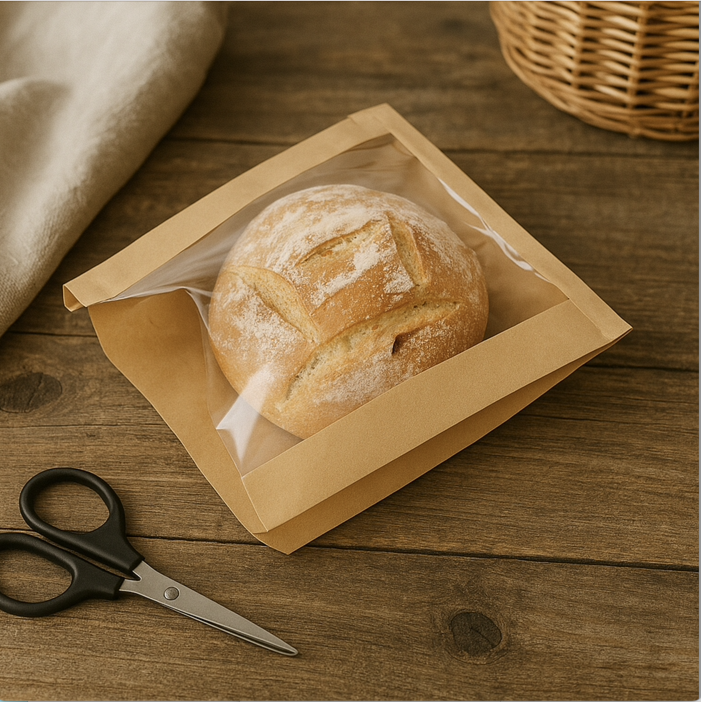 image shows a Kraft Bread Bag with Window 