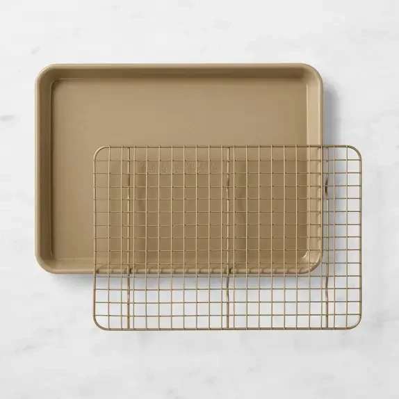 image shows a Williams Sonoma Goldtouch Pro Nonstick Quarter Sheet with Cooling Rack